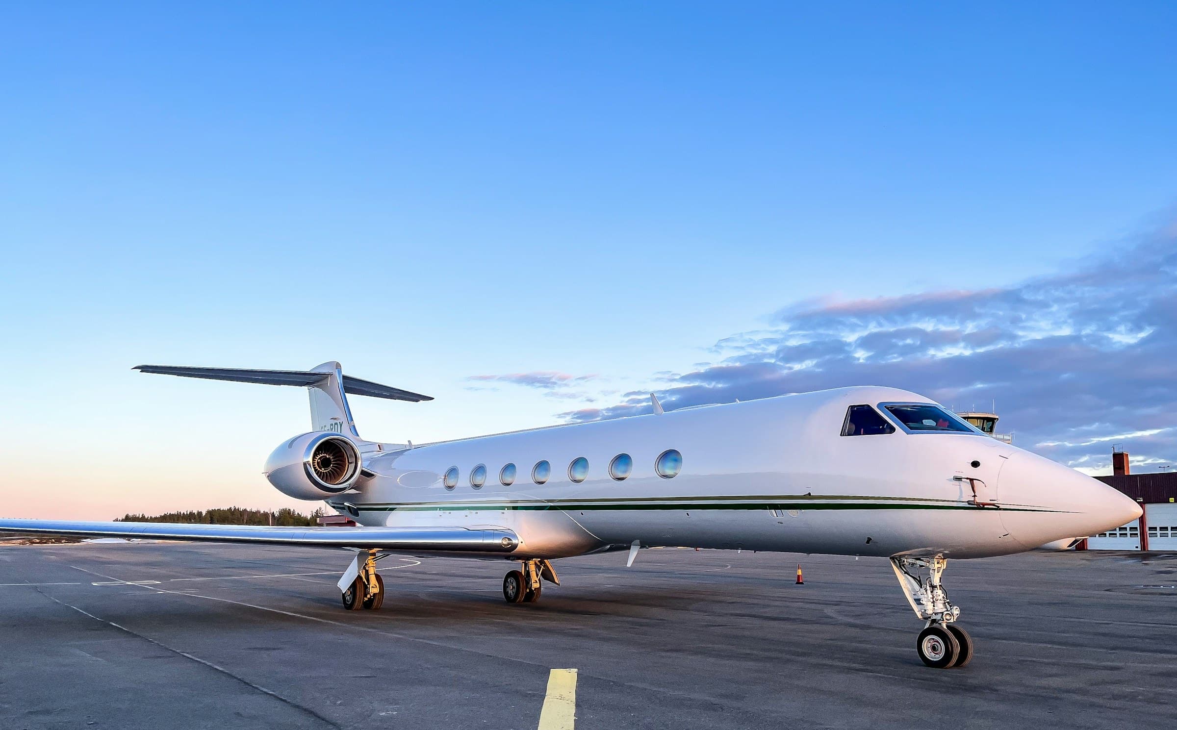 Private jet waiting on the tarmac